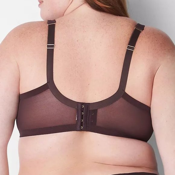 Size 42F Womens Chocolate Brown Unlined Curvy Balconette Bra Cacique Lane Bryant - Picture 2 of 3